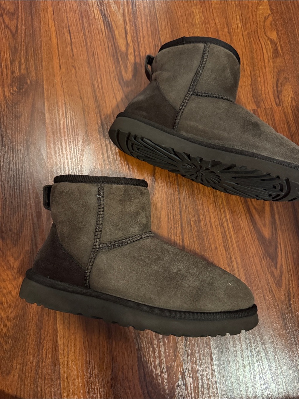 Men's Short Suede Winter Boots - Dark Gray